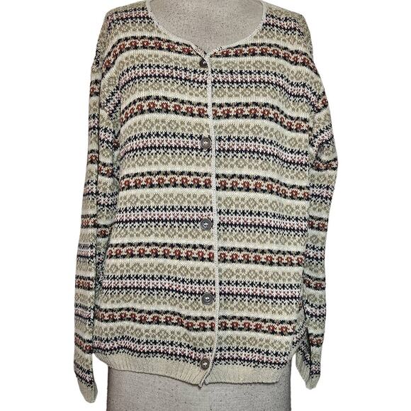 Binghamton Knitting Co Made in the USA Striped Button Up Sweater Size Medium - Picture 1 of 3